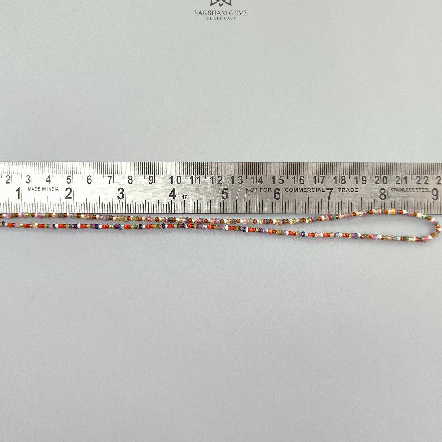 Natural Untreated Precious Gemstone NAVRATNA Multi Sapphire Round Pearl Coral Hessonite Emerald Ruby 23.70cts, 2.5mm 18" Faceted Loose Beads