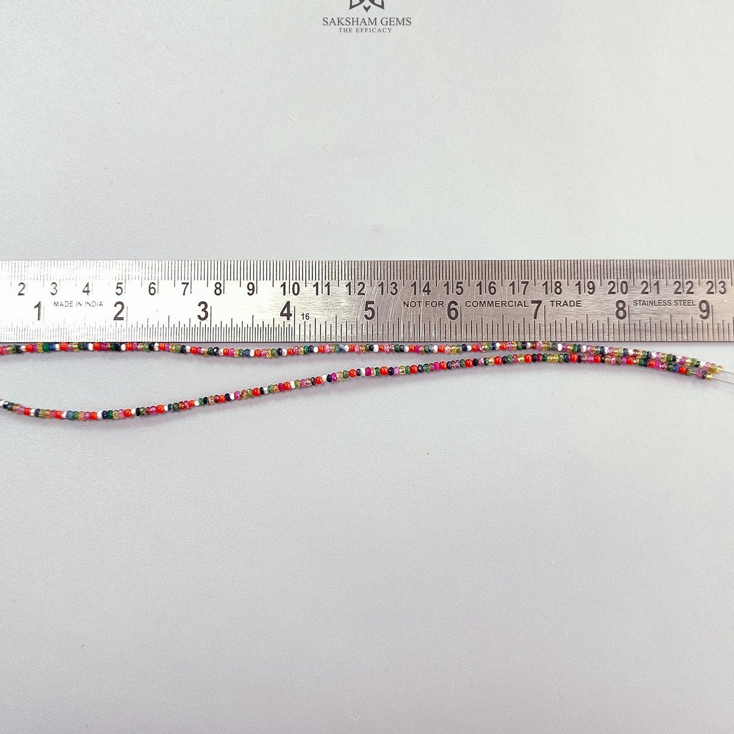 Natural Precious Gemstone NAVRATNA Multi Sapphire Round Pearl Coral Hessonite Emerald Ruby 28.20cts, 2.5mm - 3mm 18" Faceted Loose Beads