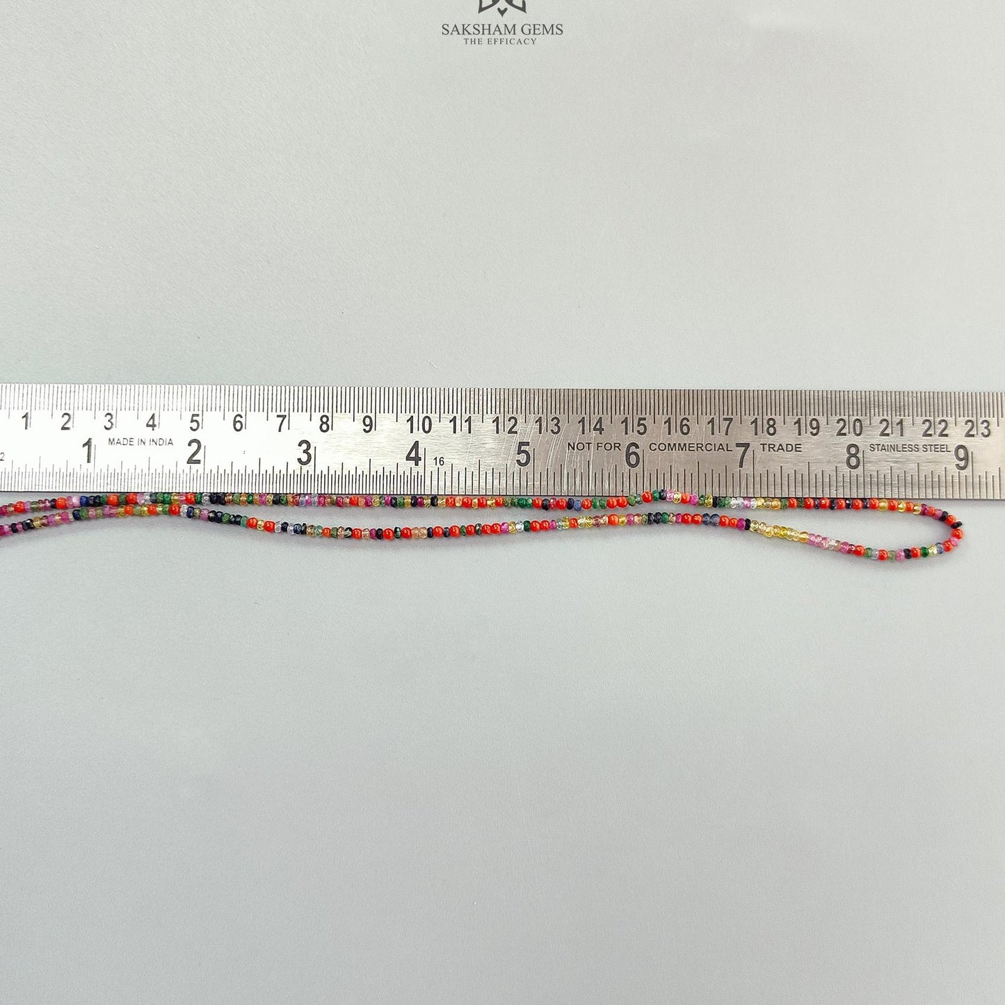 Natural Precious Gemstone NAVRATNA Multi Sapphire Round Pearl Coral Hessonite Emerald Ruby 30.20cts, 2.5mm - 3mm 17.5" Faceted Loose Beads