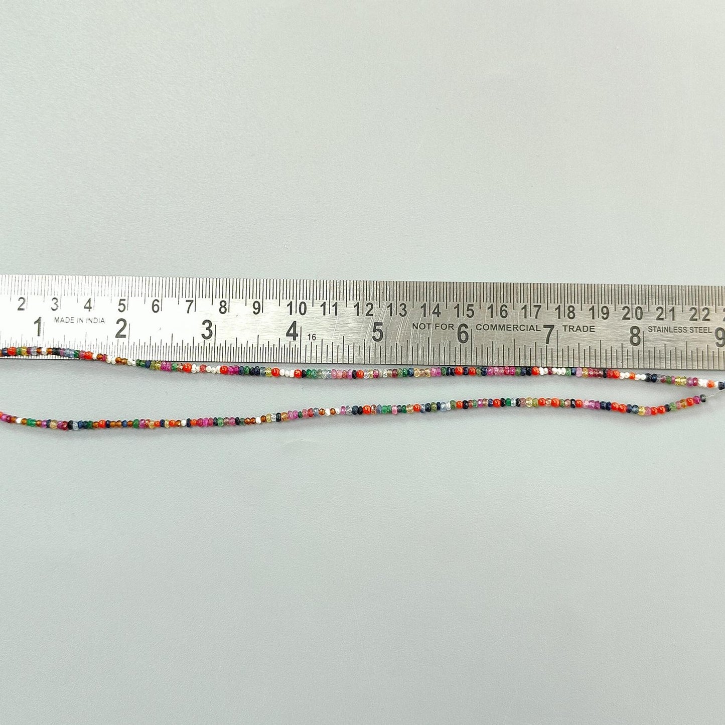 Natural Precious Gemstone NAVRATNA Multi Sapphire Round Pearl Coral Hessonite Emerald Ruby 28.50cts, 2.5mm - 3mm 18" Faceted Loose Beads