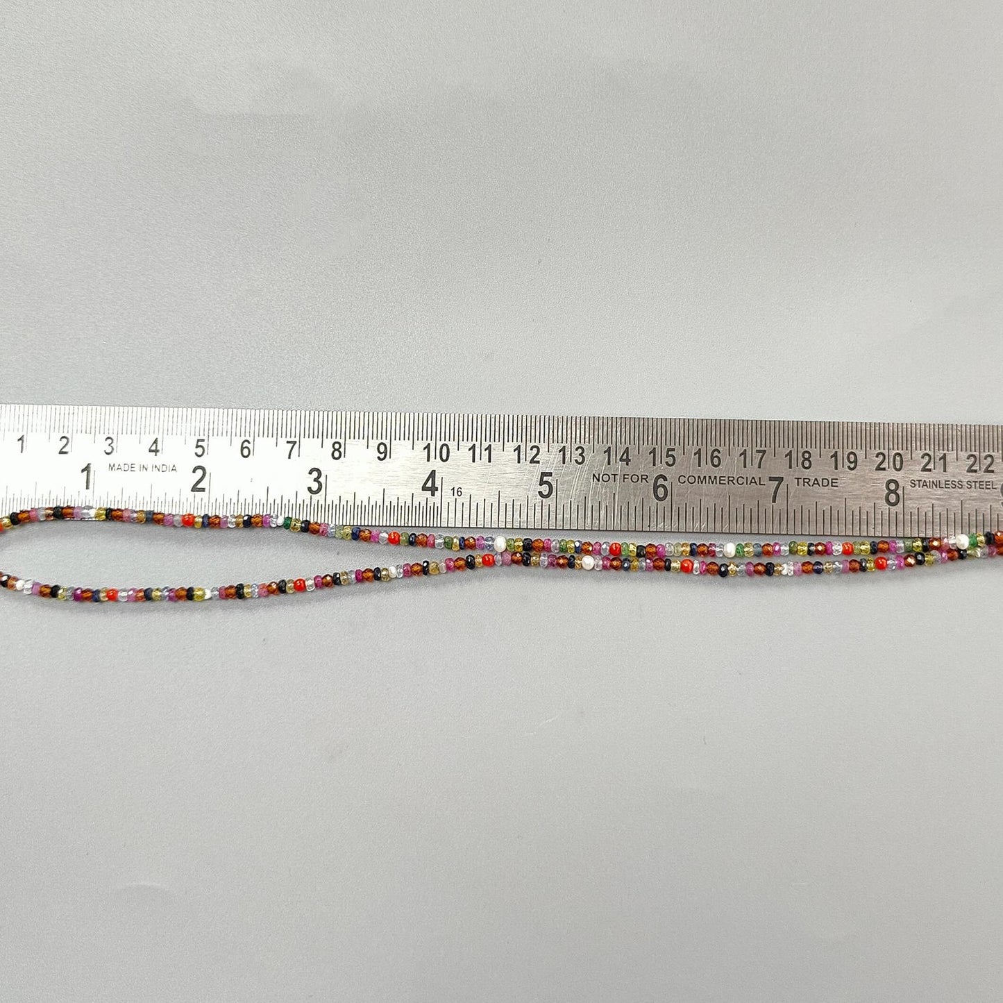 Natural Precious Gemstone NAVRATNA Multi Sapphire Round Pearl Coral Hessonite Emerald Ruby 41.30cts, 3mm - 3.5mm 18" Faceted Loose Beads