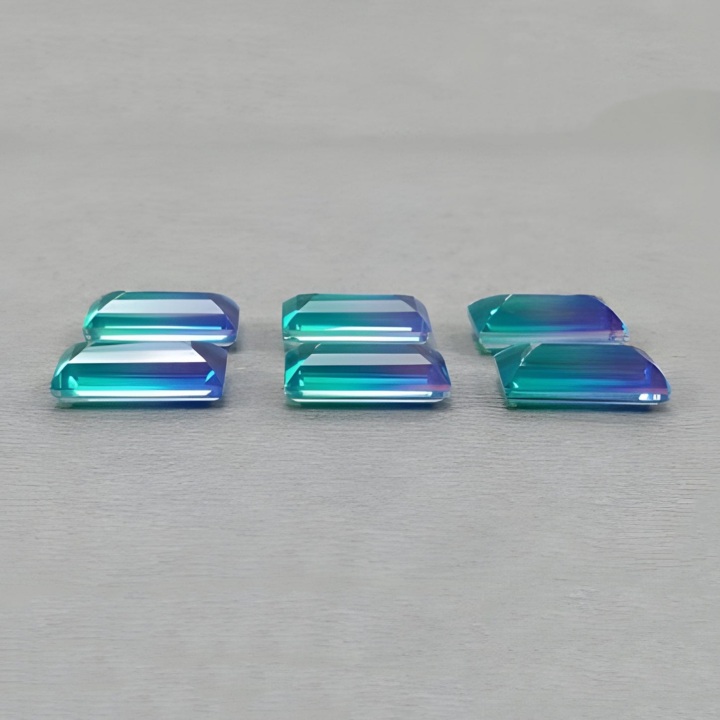38.85cts Quartz Doublet Crystal Gemstone Faceted Cut Baguette Shape 6pcs