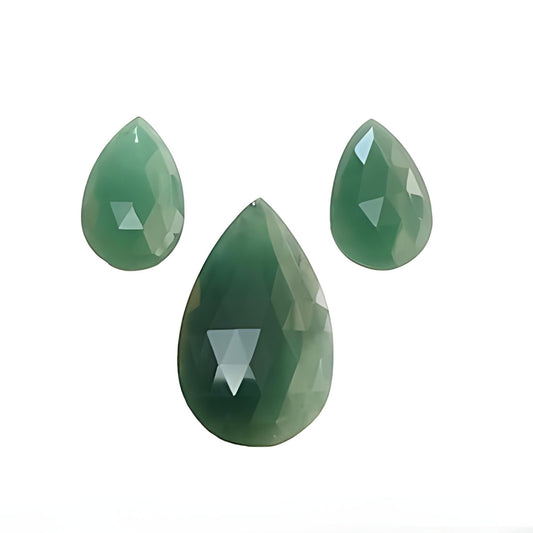 Green Quartzite Pear Shape Rose Cut