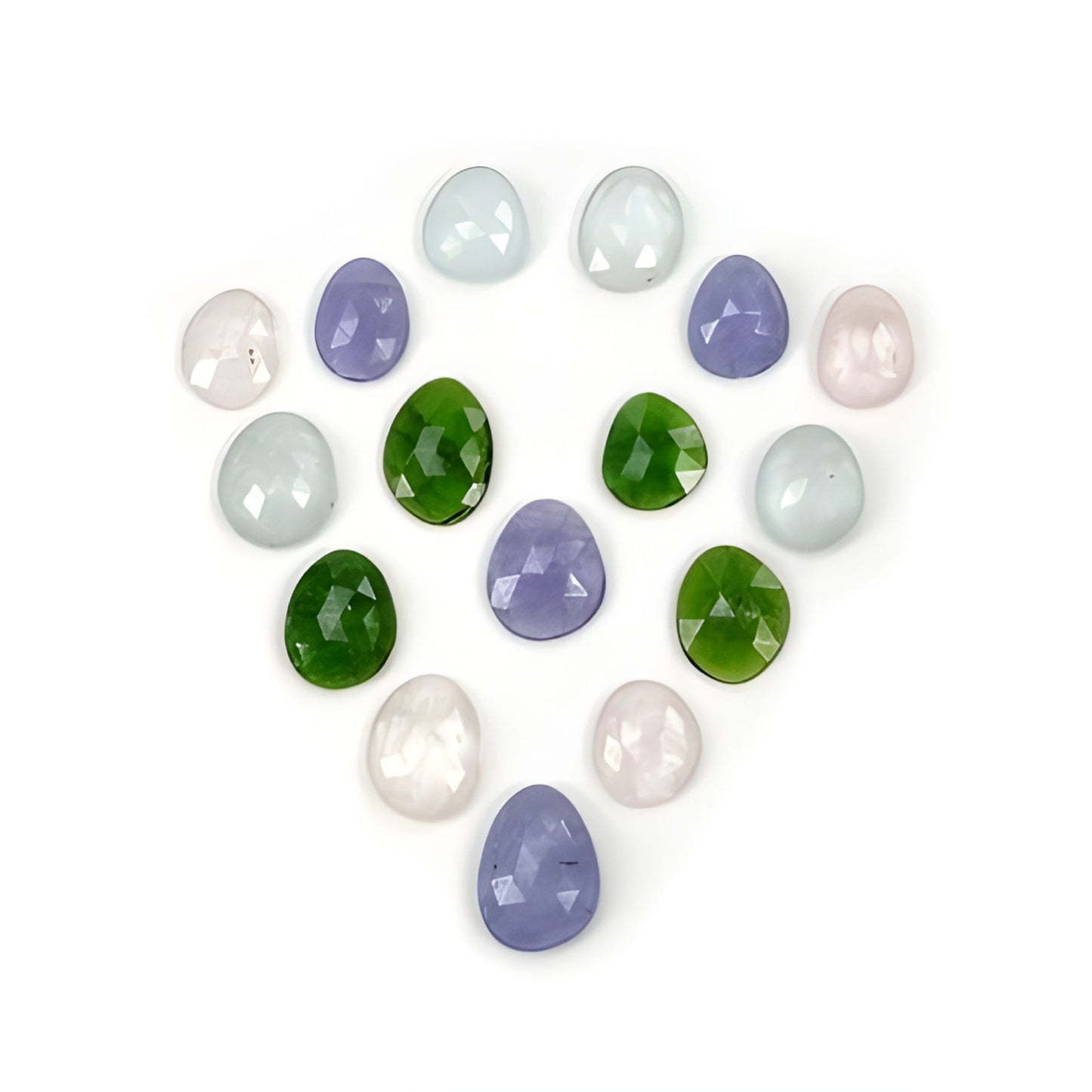 Diopside, Aquamarine, Tanzanite Egg Shape Rose Cut