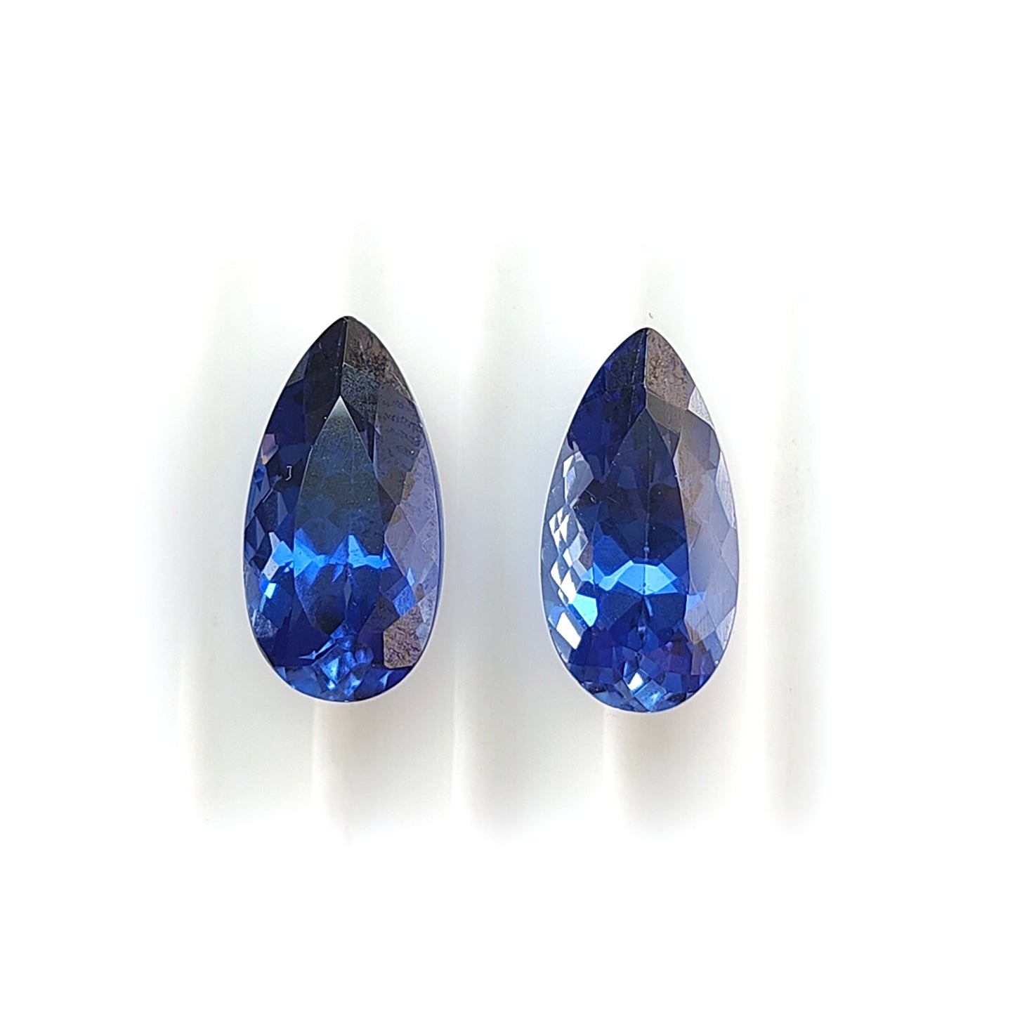 Synthetic blue sapphire pear faceted cut