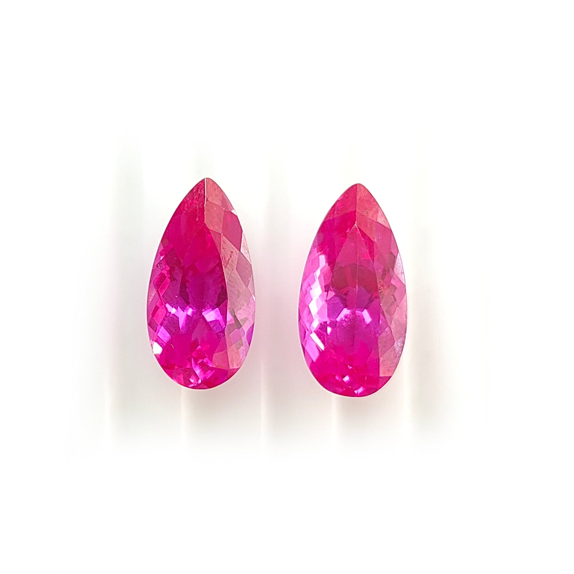 synthetic pink sapphire pear faceted cut