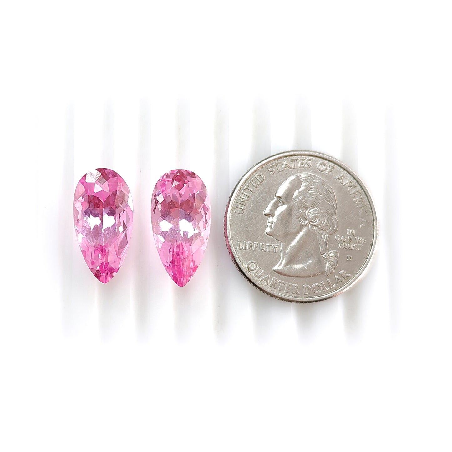 19.40cts Synthetic Manmade Morganite Gemstone Faceted Cut Pear Shape Pair