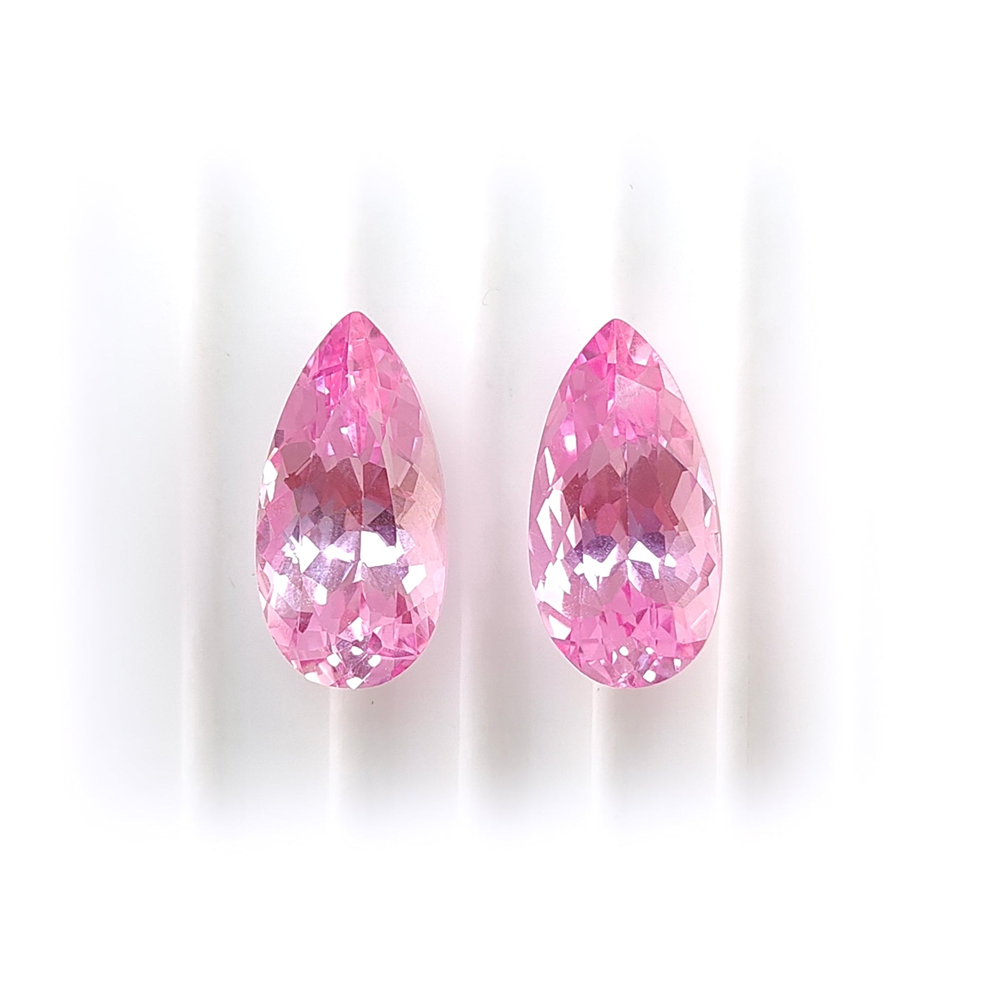 synthetic manmade Morganite pear faceted cut