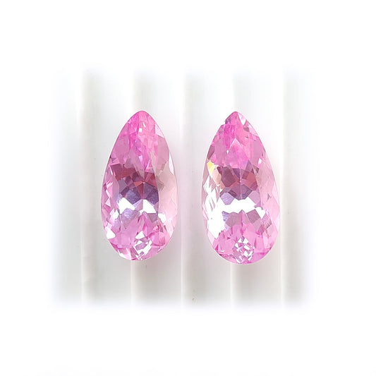 synthetic Morganite pear shaped faceted cut