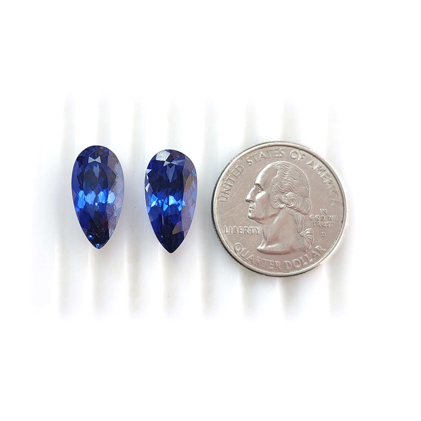 20.00cts Synthetic Manmade Sapphire Gemstone Faceted Cut Pear Shape Pair