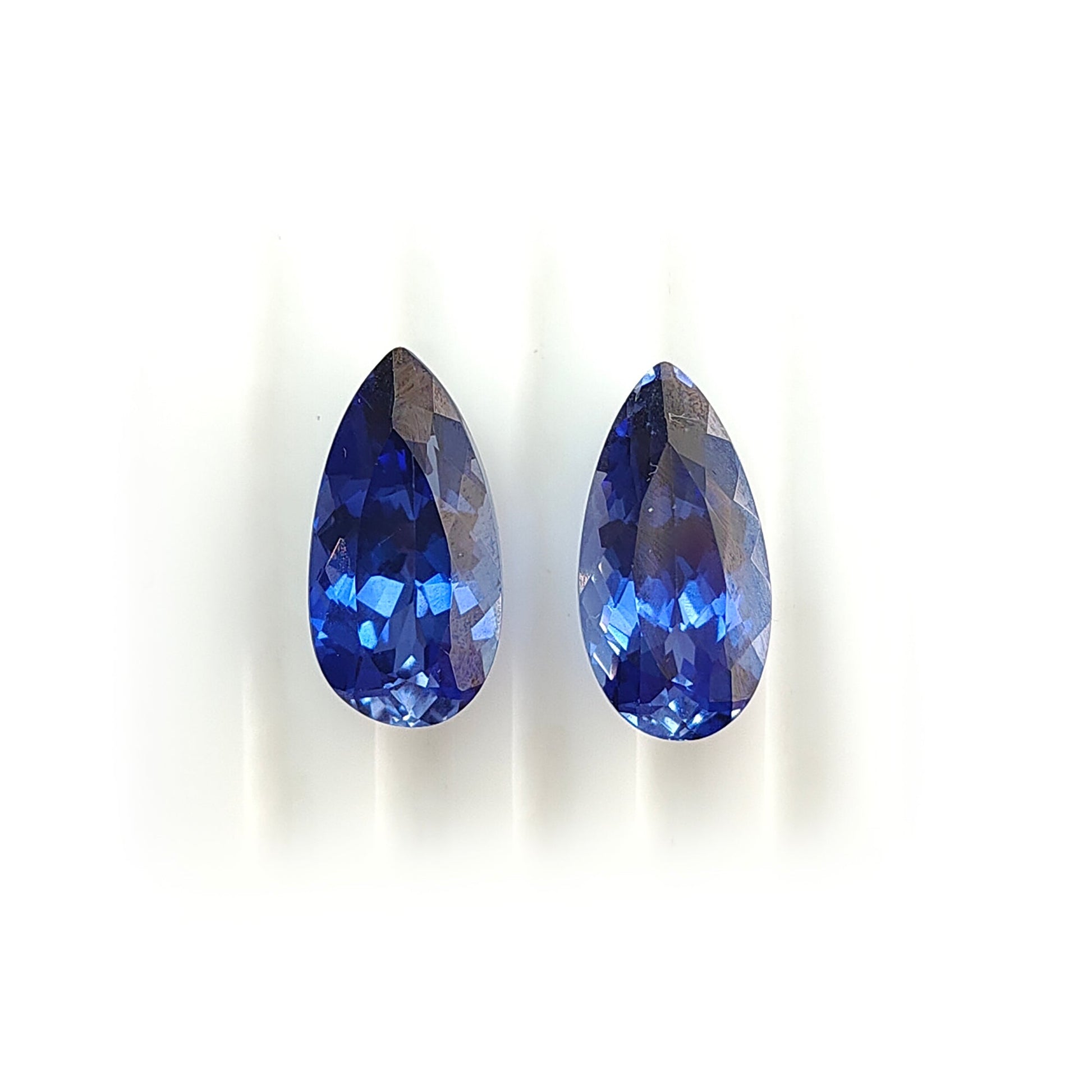 synthetic sapphire pear faceted cut