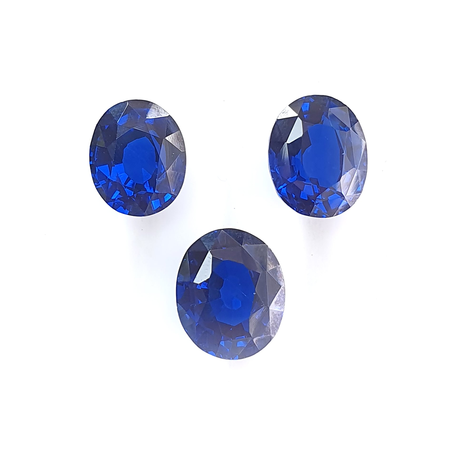 16.60cts Synthetic Manmade Blue Nanosital Gemstone Faceted Cut Oval Shape 3pcs