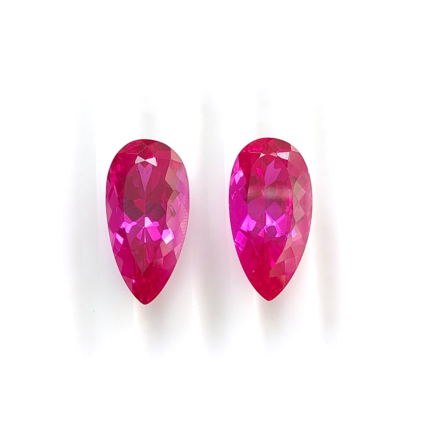 Synthetic pink sapphire pear faceted cut