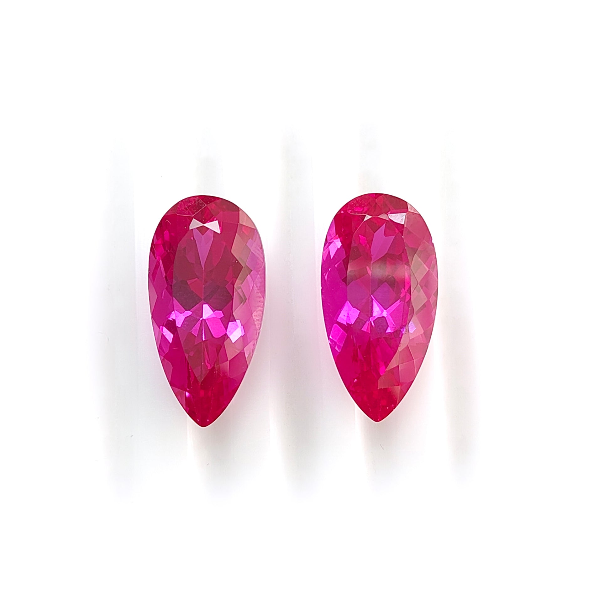 Synthetic pink sapphire pear faceted cut
