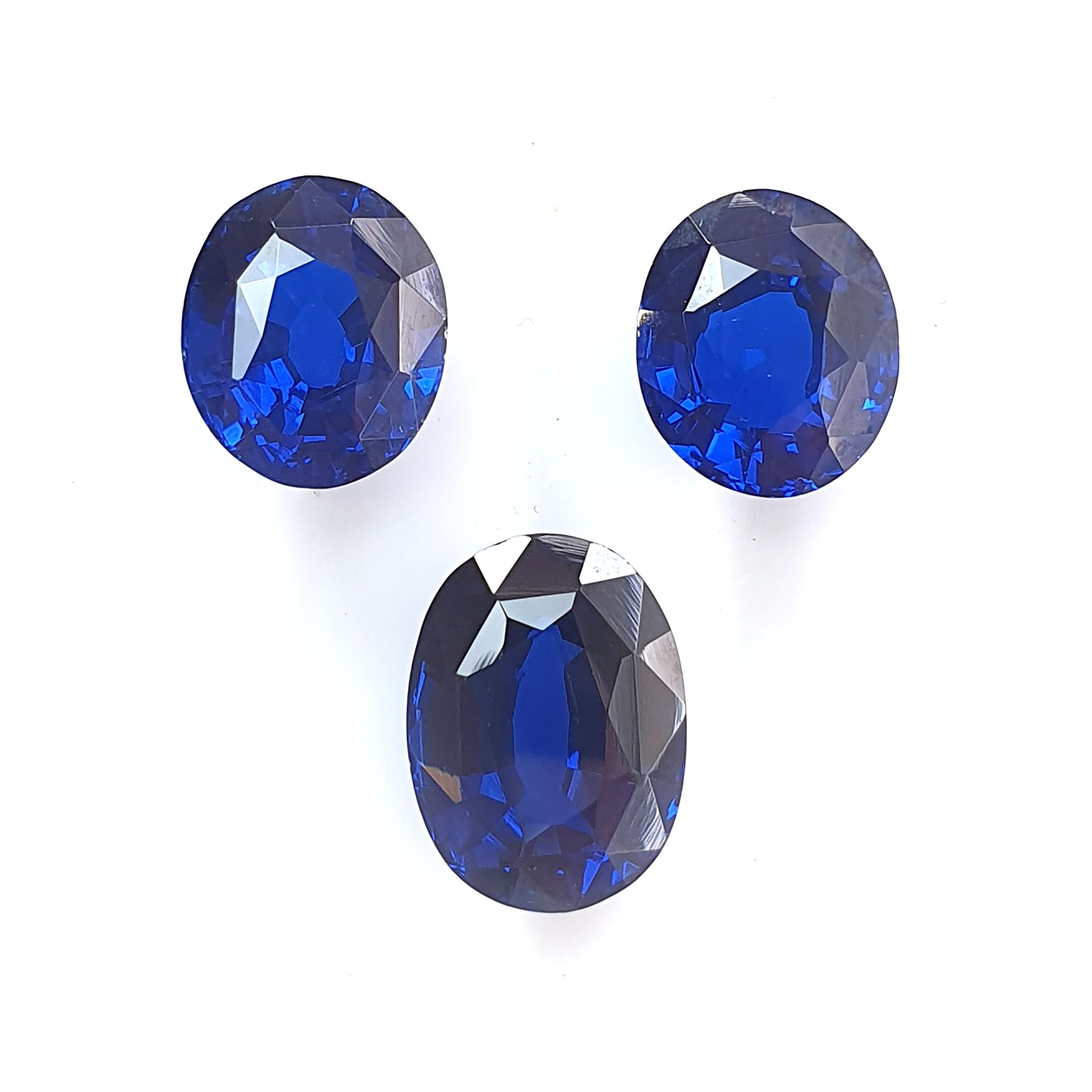 18.40cts Synthetic Manmade Blue Nanosital Gemstone Faceted Cut Oval Shape 3pcs