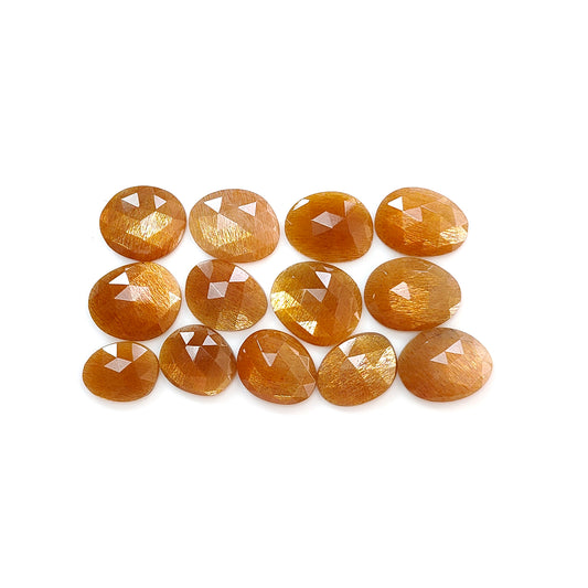 Peach Moonstone egg shape rose cut slices