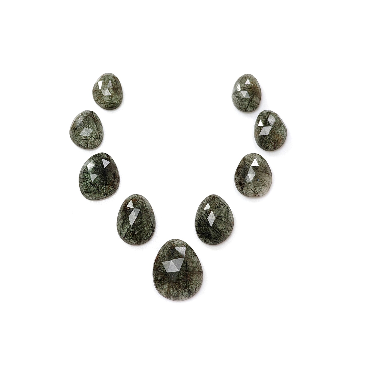 Rutile Quartz egg shape rose cut slices