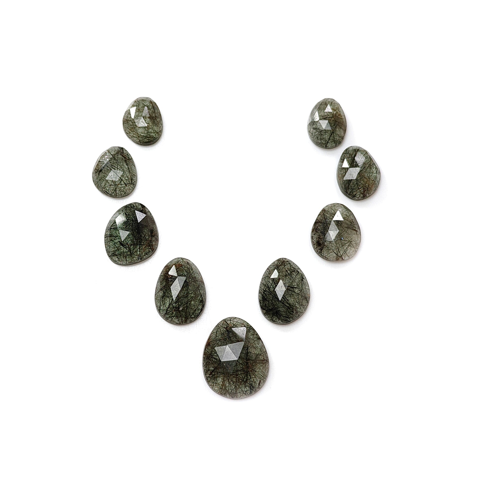 Rutile Quartz egg shape rose cut slices