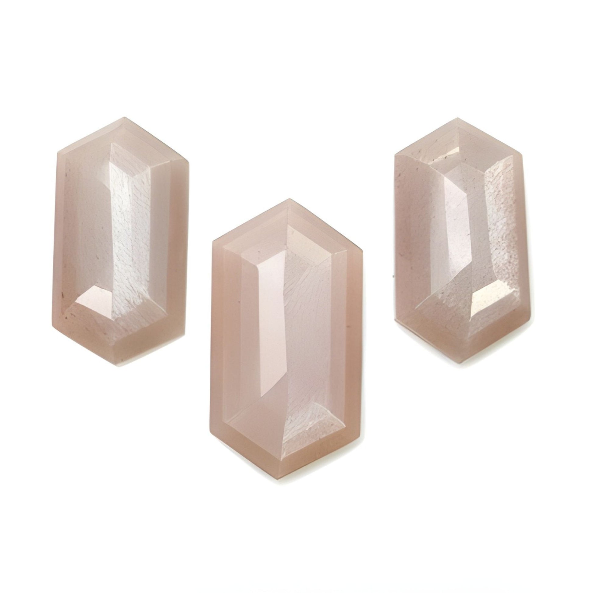peach moonstone hexagon shape step cut