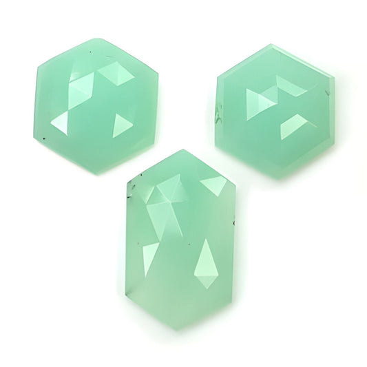 Chrysoprase Hexagon Shape Rose Cut