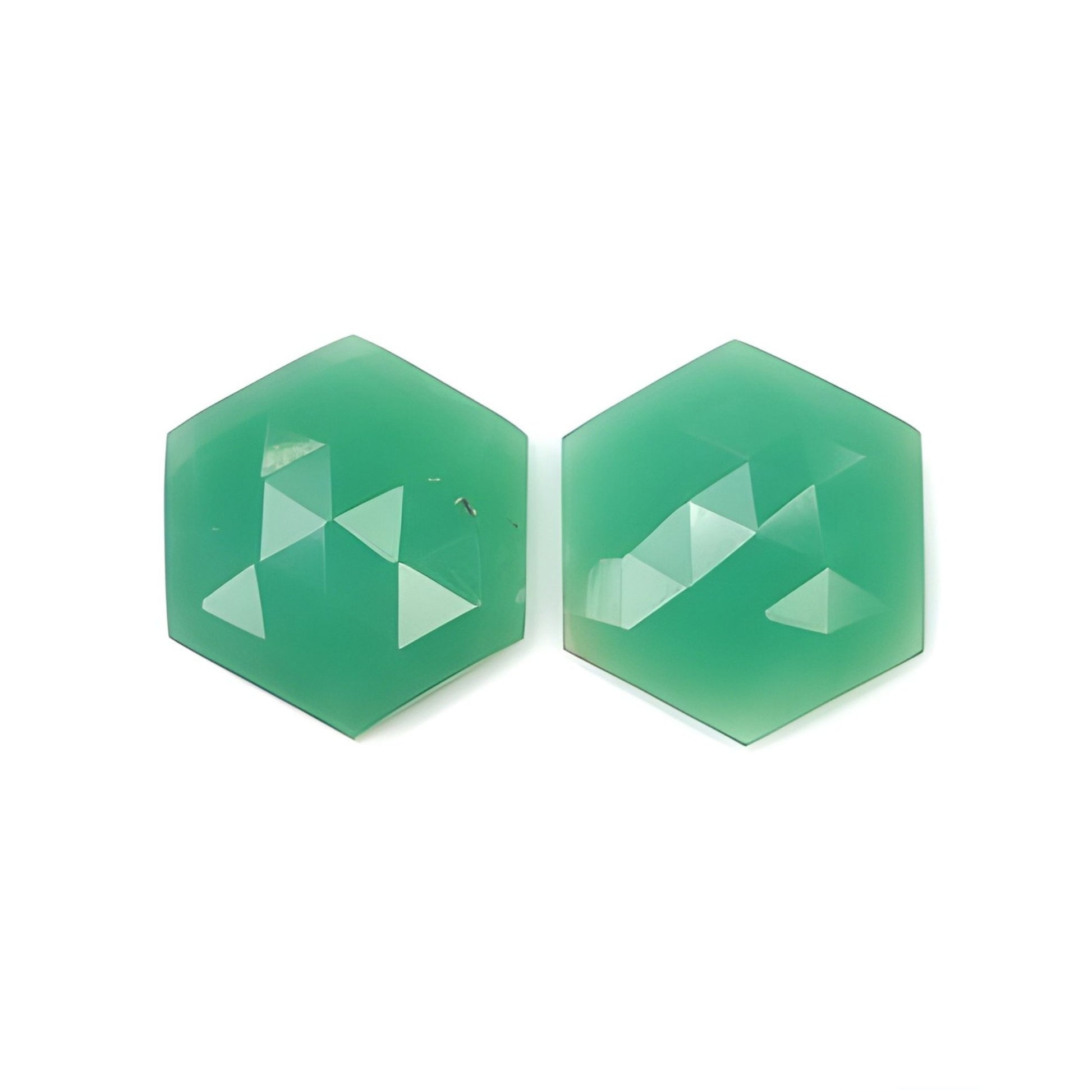Chrysoprase Hexagon Shape Rose Cut