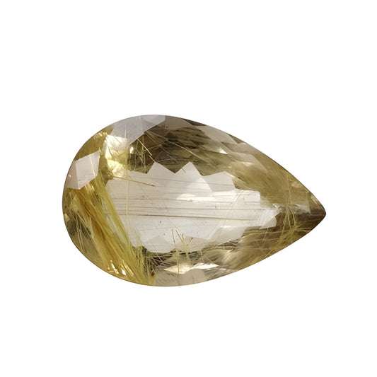 Rutile Quartz Pear Shape Faceted Cut