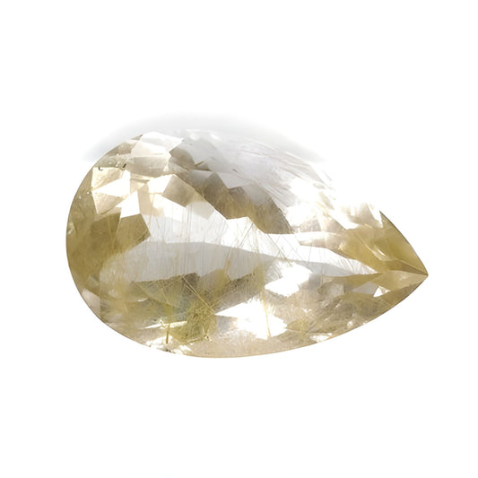 Rutile Quartz Pear Shape Faceted Cut
