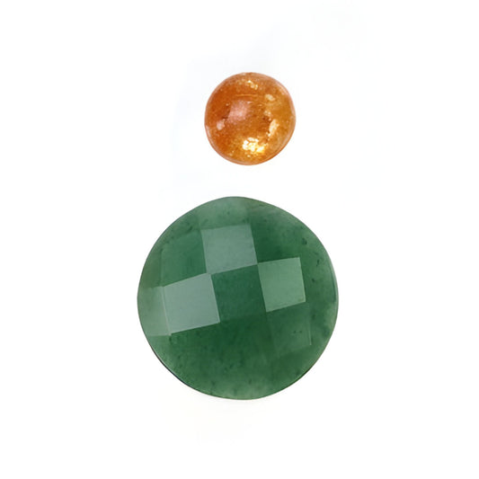 Quartzite, Sunstone round shape Checker cut 