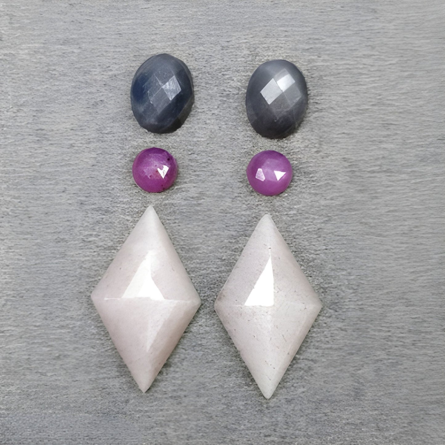 ムーンストーン、サファイアマーキスカット、オーバルシェイプステップカット