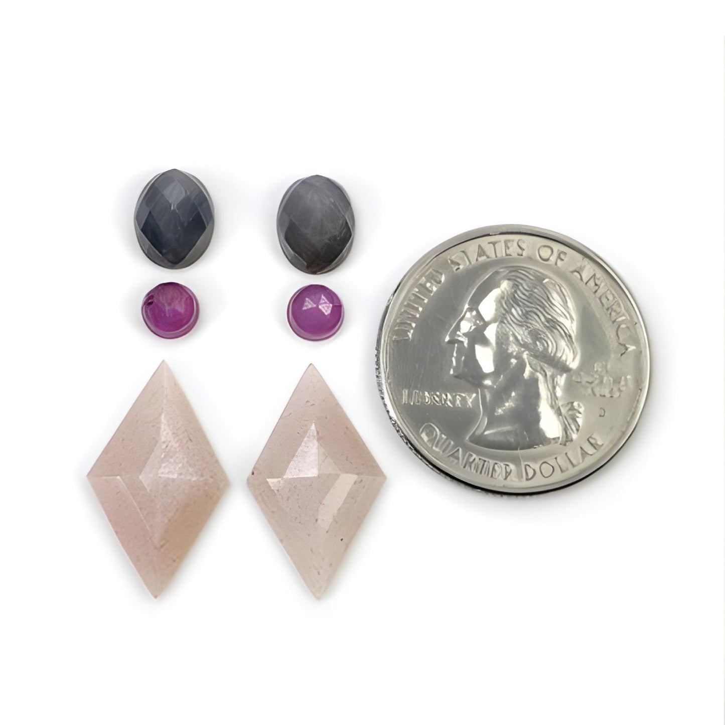 月光石、蓝宝石天然未经处理的宝石