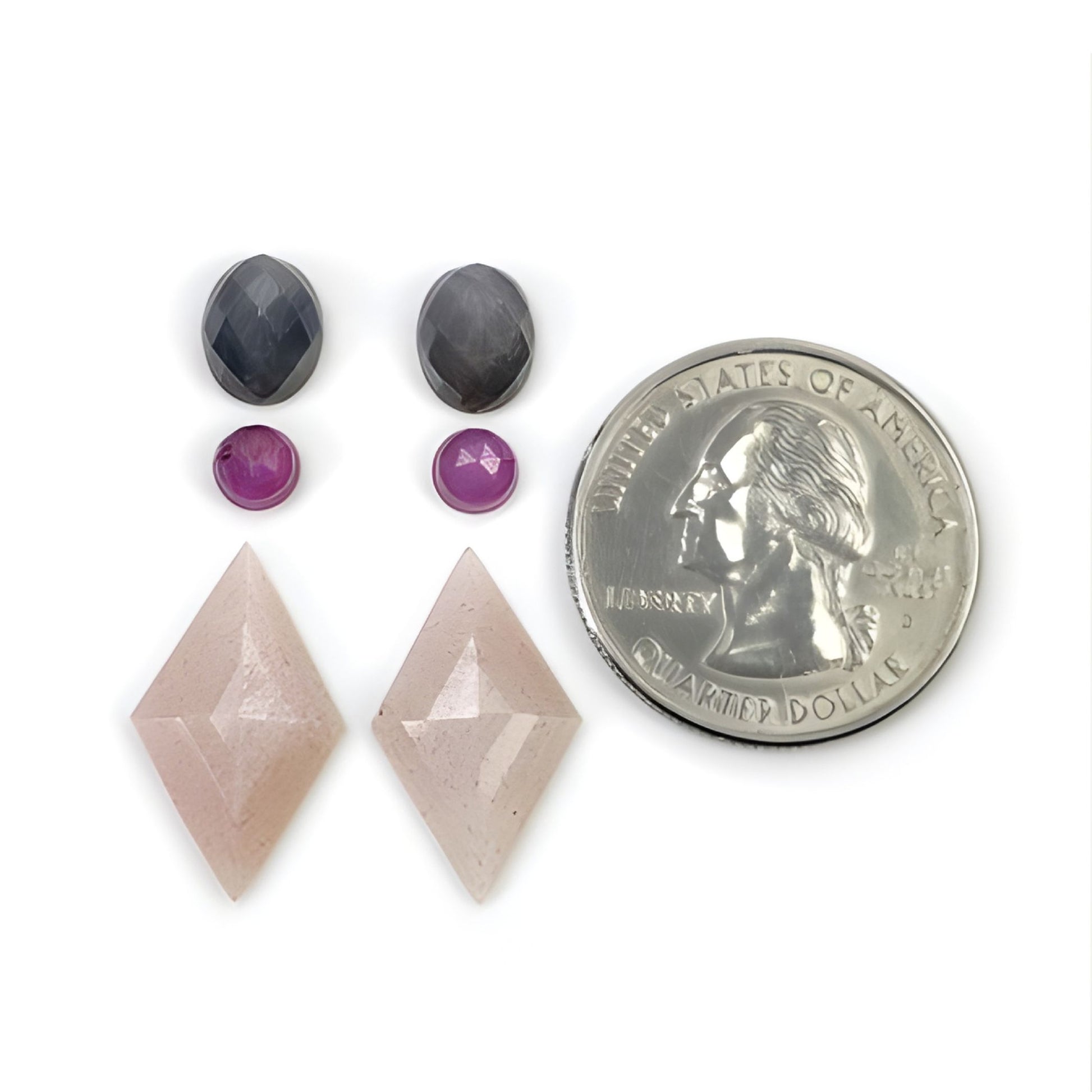 月光石、蓝宝石天然未经处理的宝石