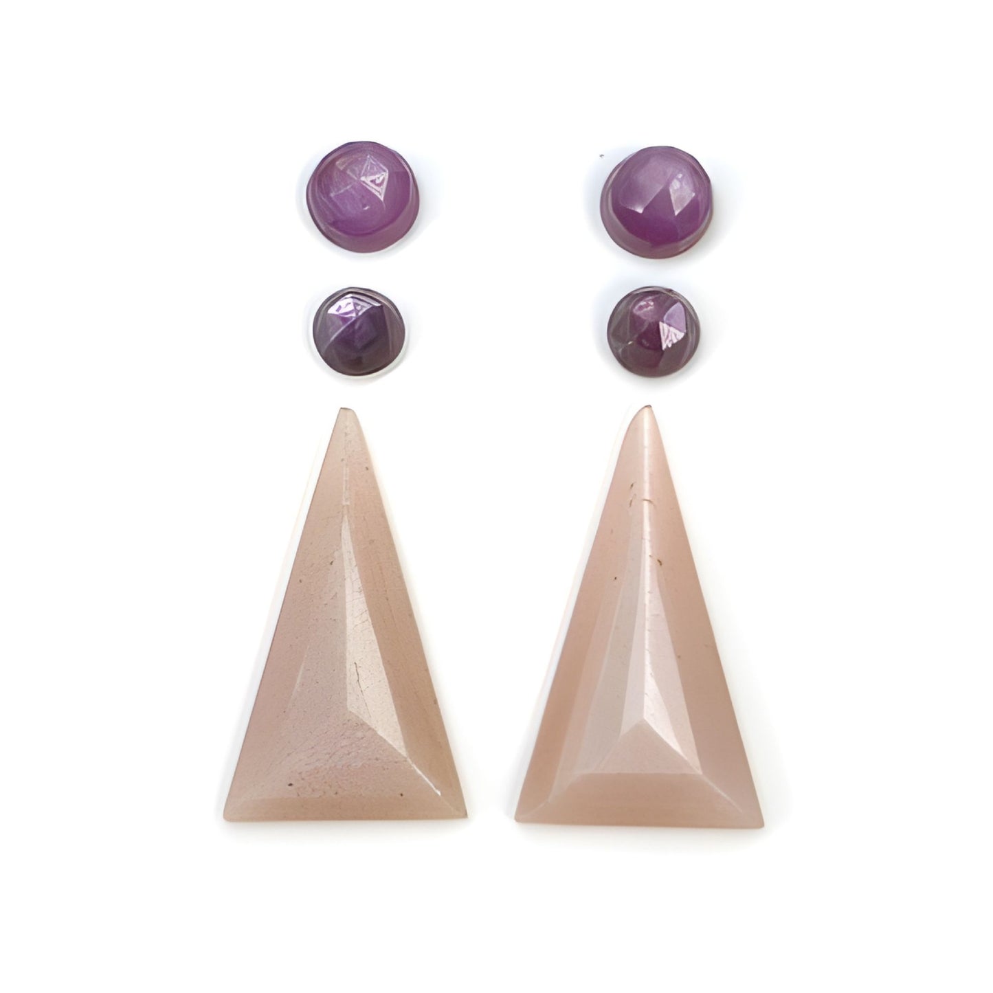 moonstone, sapphire triangle shape step cut