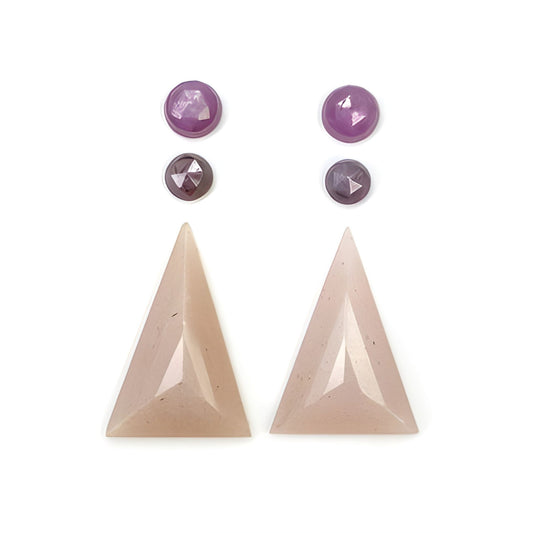 moonstone , sapphire round & triangle step cut
