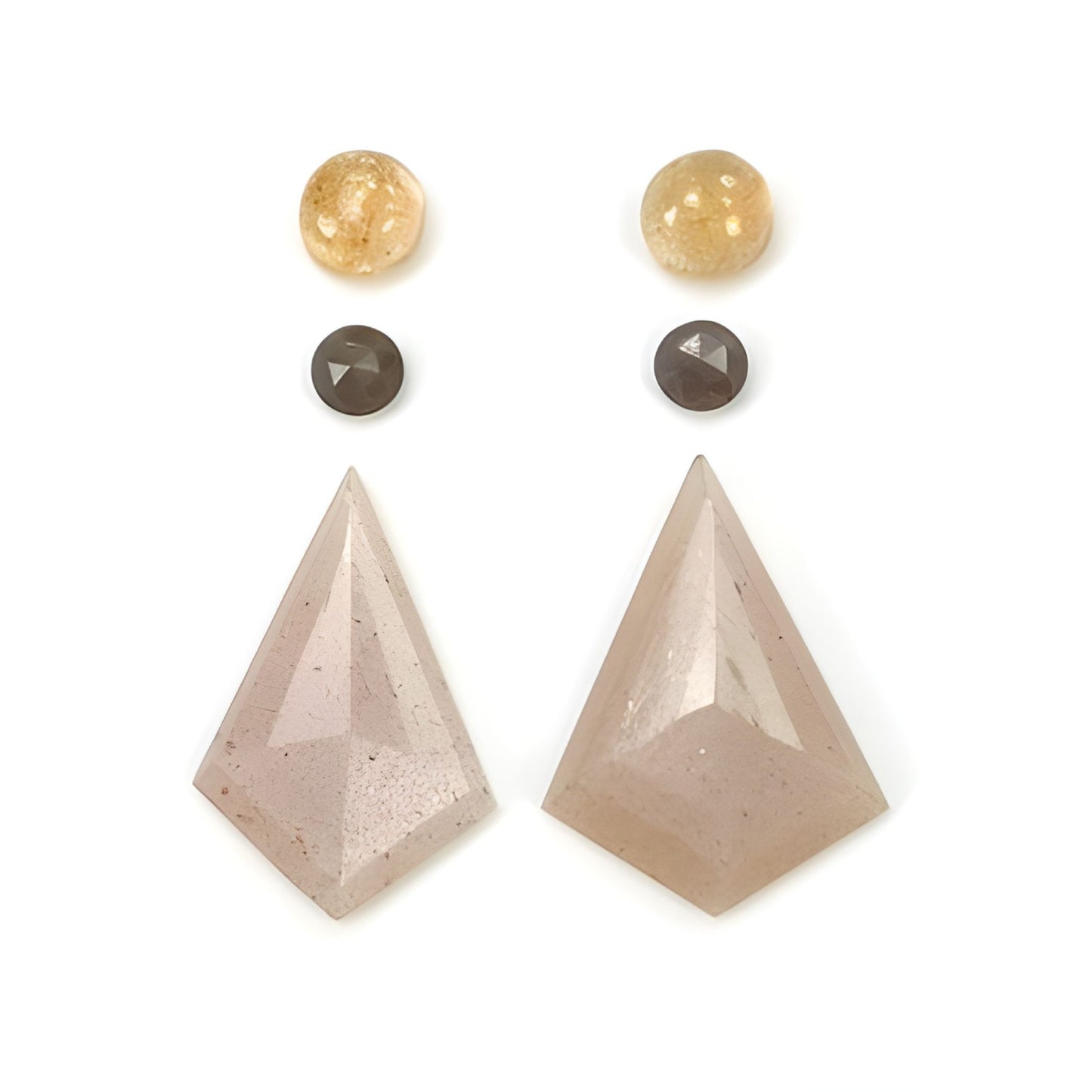 moonstone, sunstone & sapphire uneven shape step cut 