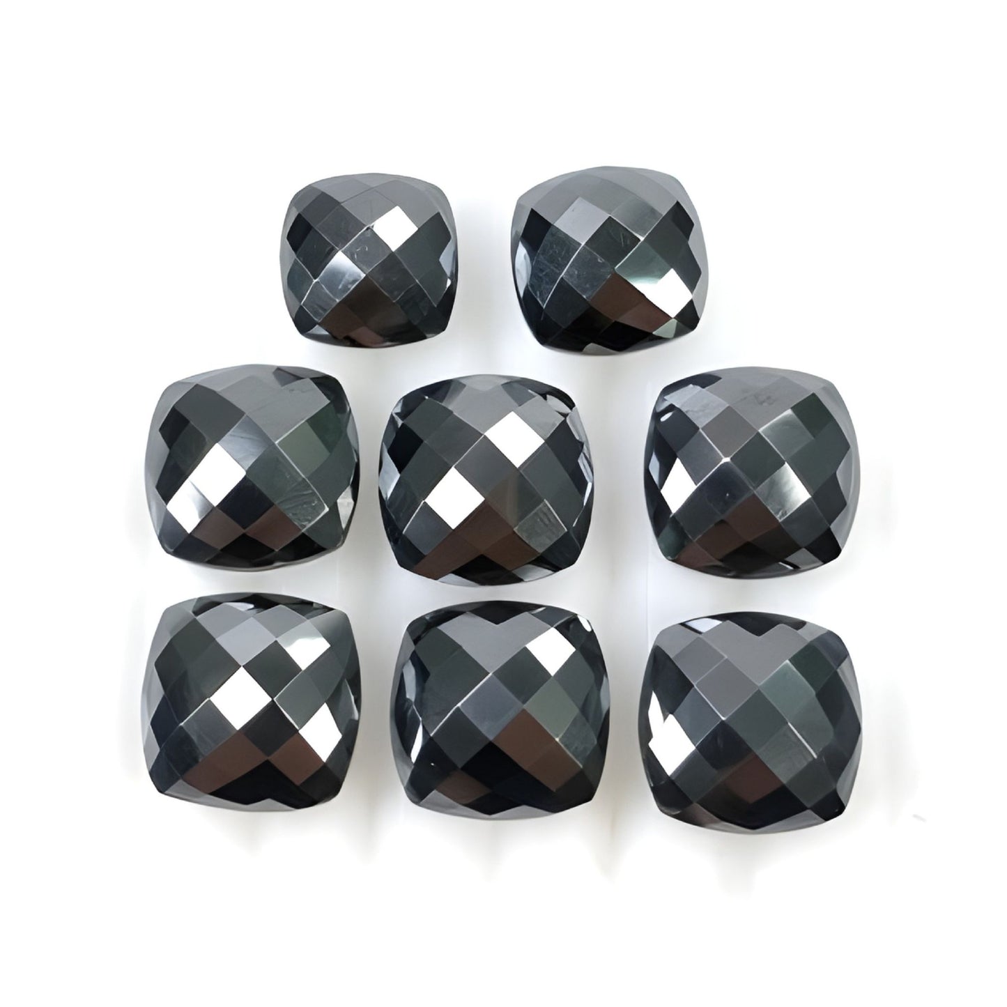 Hematite Cushion Shape Checker Cut