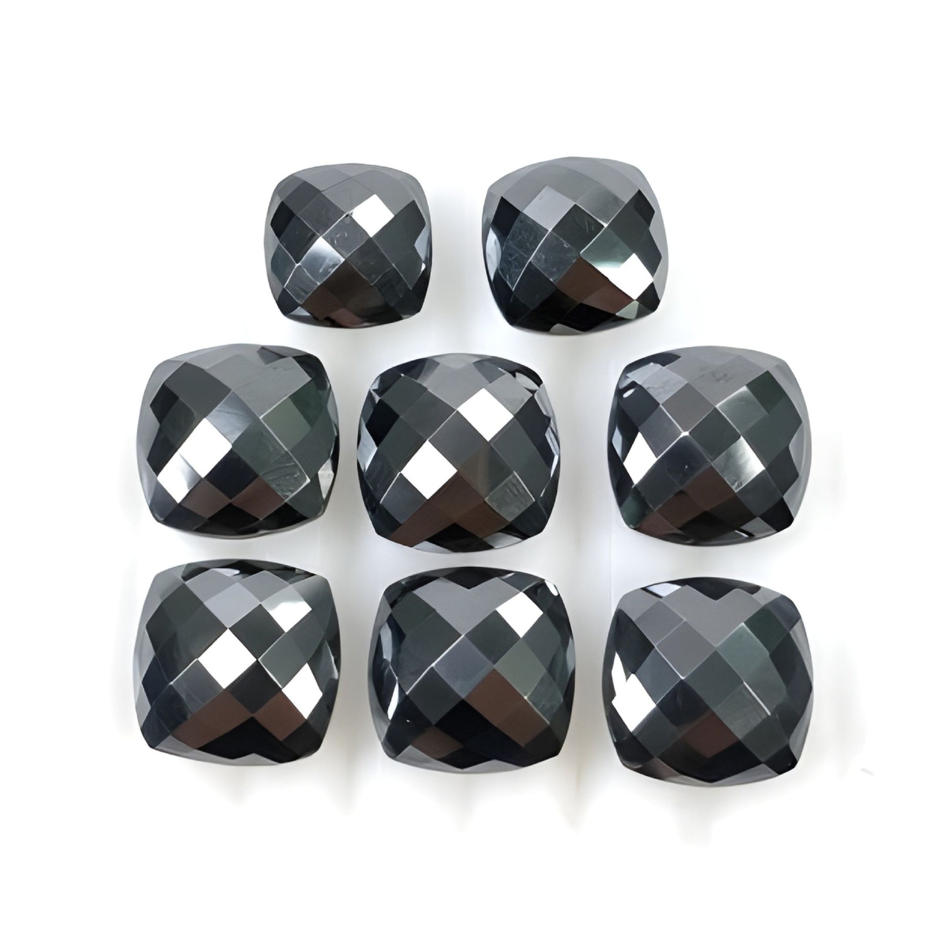 Hematite Cushion Shape Checker Cut