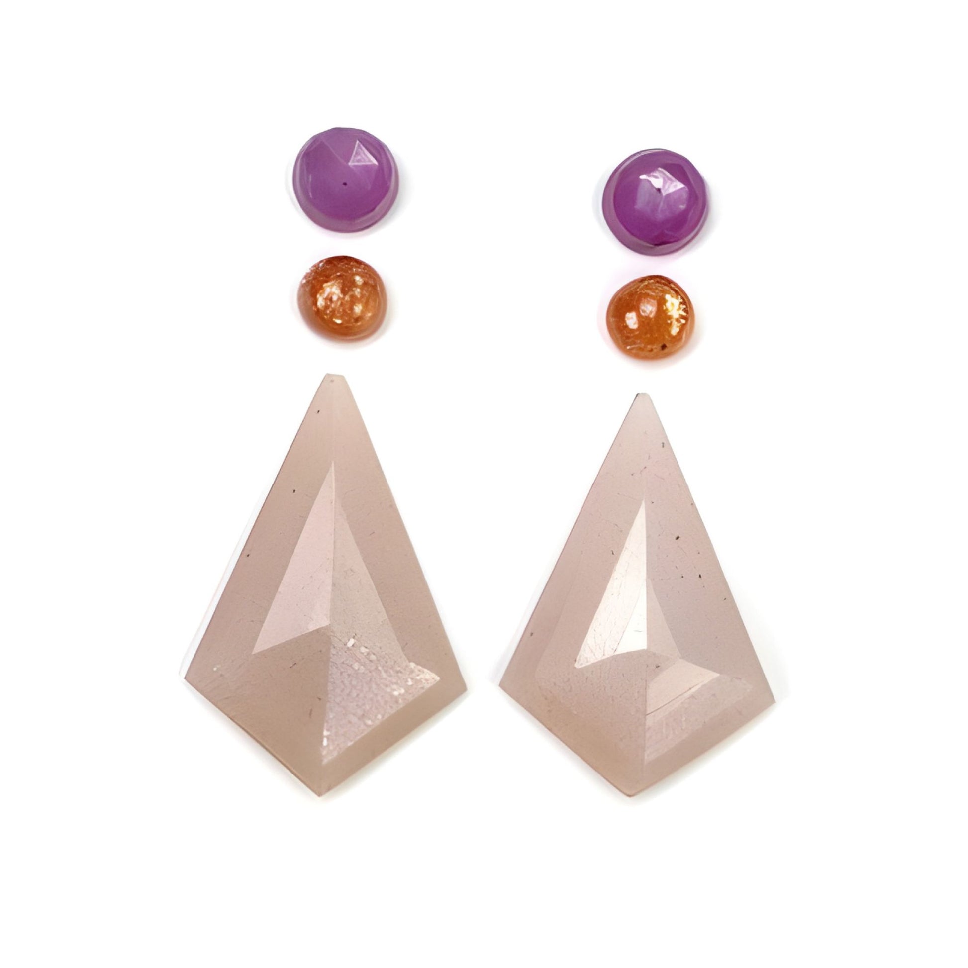 moonstone, sunstone & sapphire uneven shape step cut