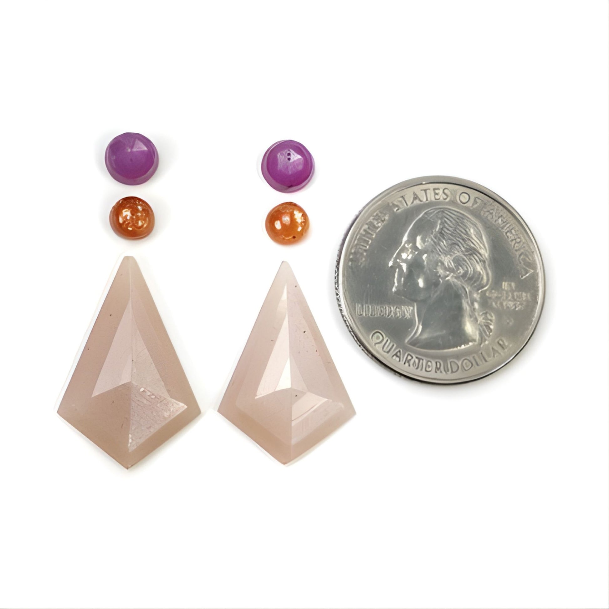 月光石、日光石和蓝宝石不规则形状阶梯式切割