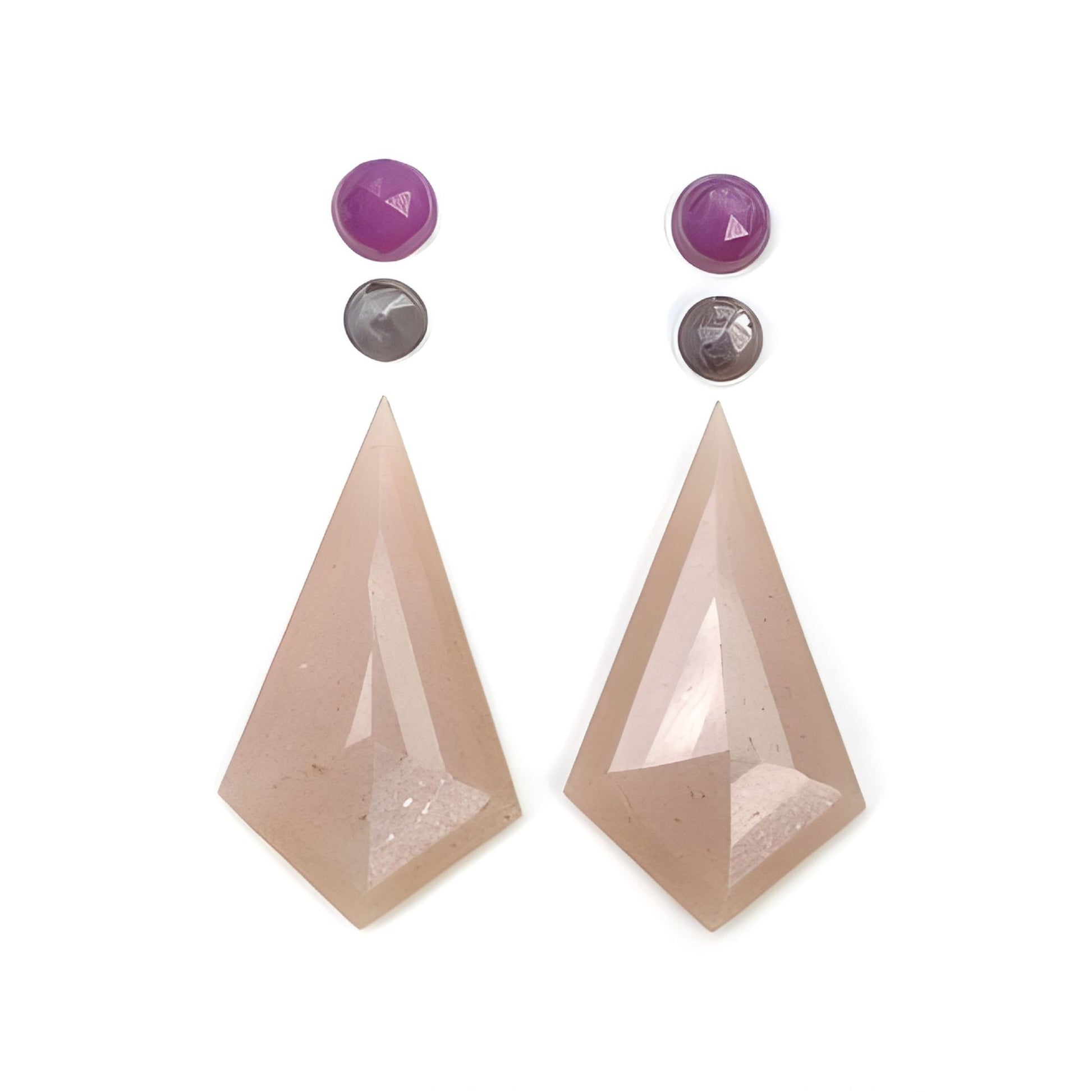 moonstone, sapphire uneven shape step cut