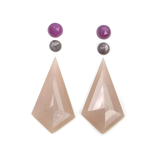 moonstone, sapphire uneven shape step cut