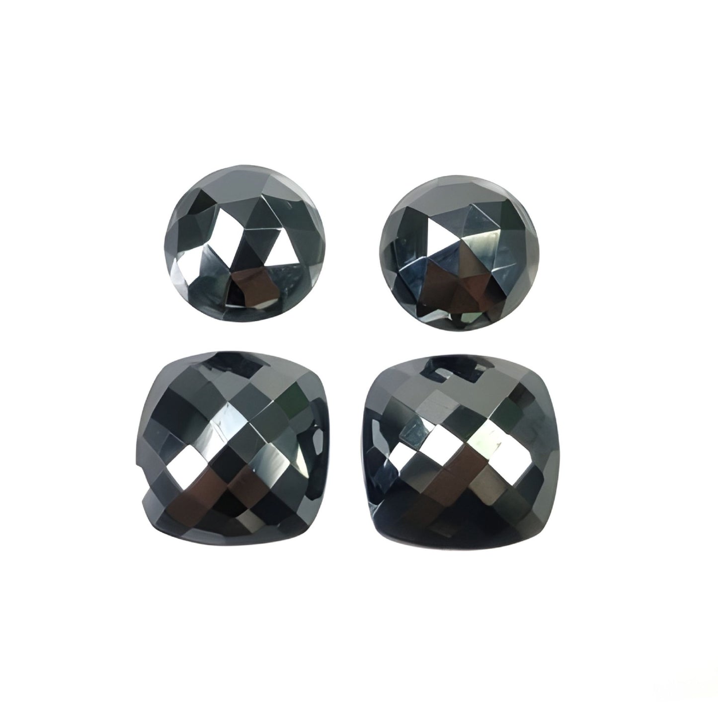 Hematite cushion, round shape rose cut