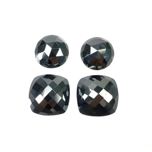 Hematite cushion, round shape rose cut