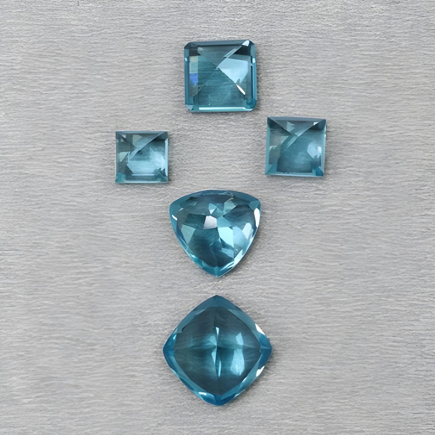24.75cts Synthetic Nanosital Gemstone Faceted Cut Cushion, Triangle Shape 5pcs