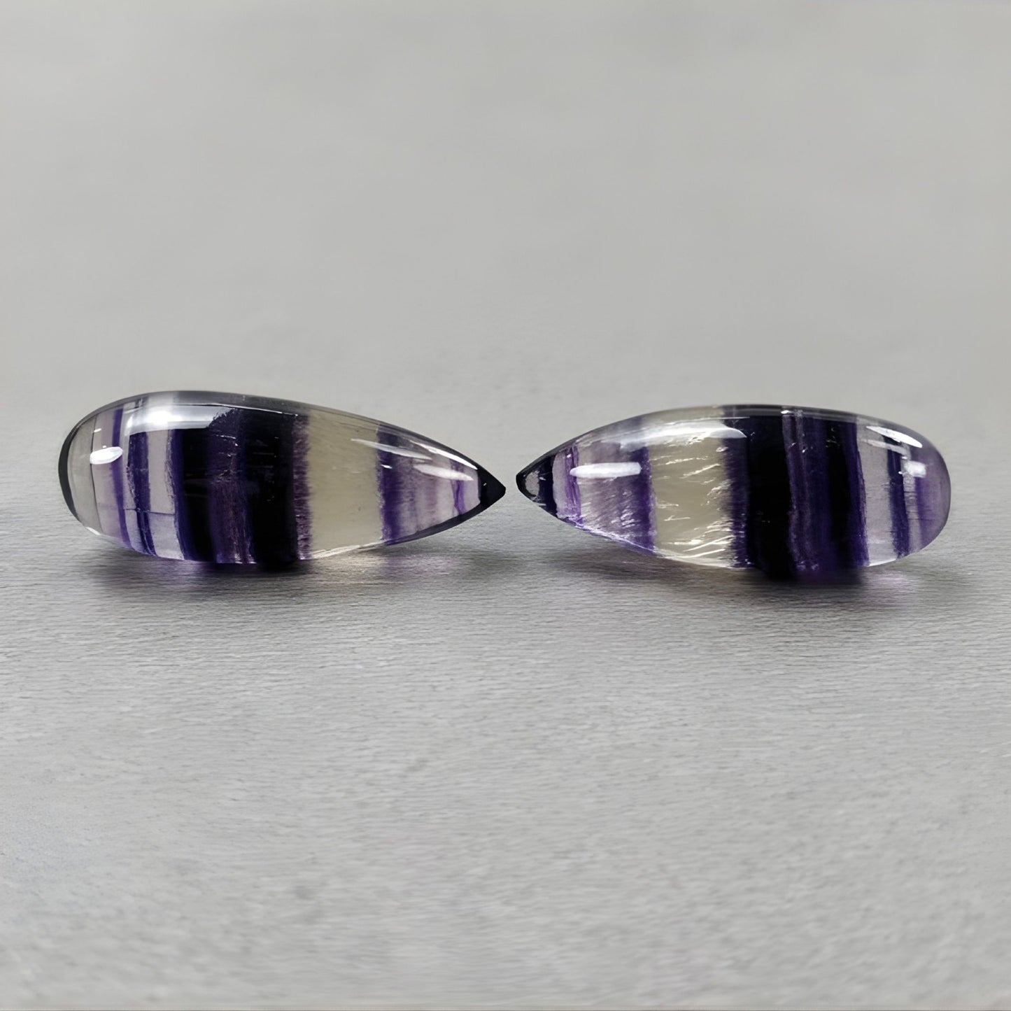 53.90cts Bi-Color Fluorite Gemstone Natural Untreated Cabochon Tear Drop Shape Pair