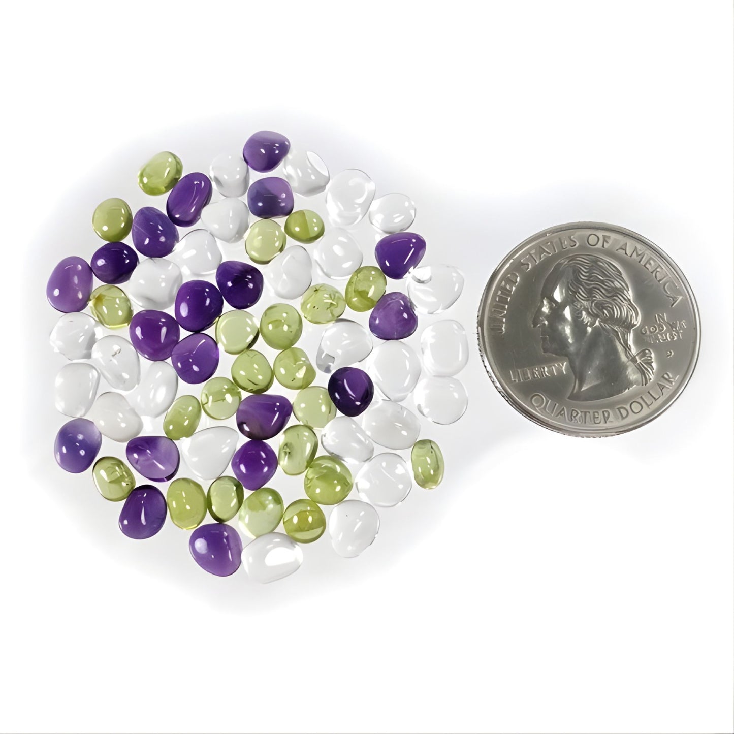 57.85cts Amethyst, Quartz & Peridot Gemstone Natural Untreated Cabochon Fancy Shape 66pcs