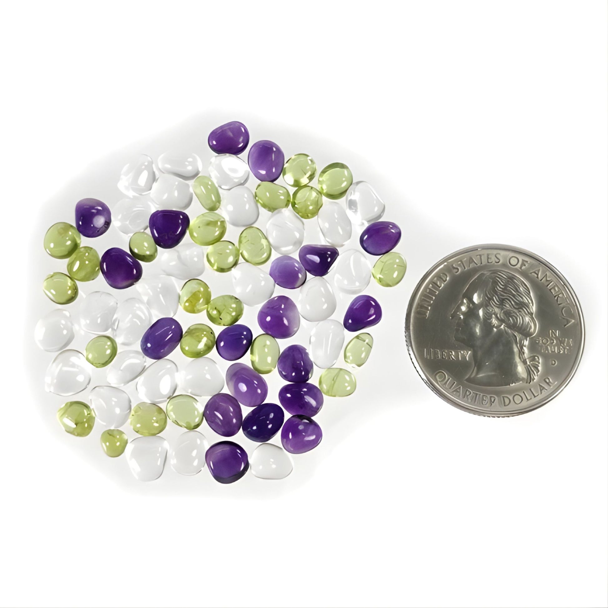Piedras preciosas de forma elegante de amatista, cuarzo y peridoto