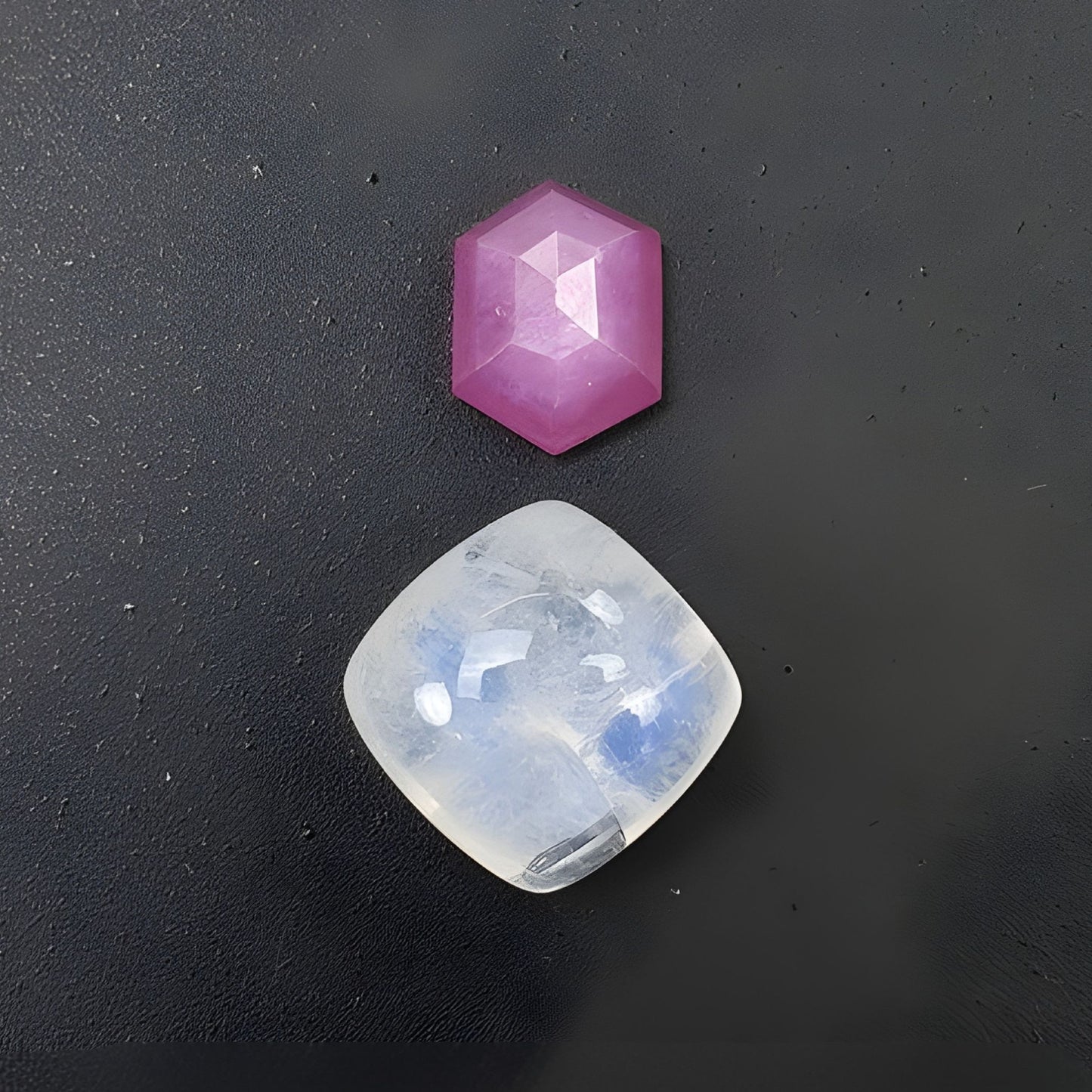 moonstone, sapphire cushion shape cabochon