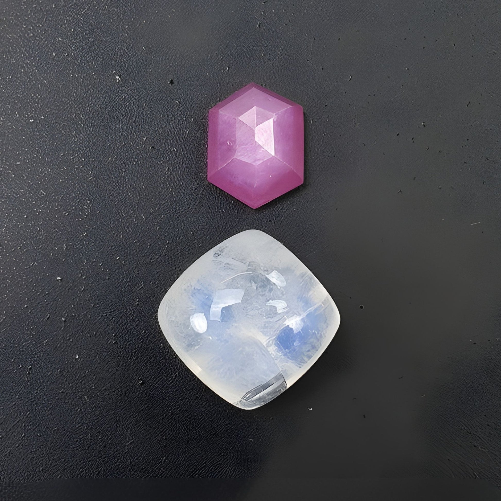 moonstone, sapphire cushion shape cabochon