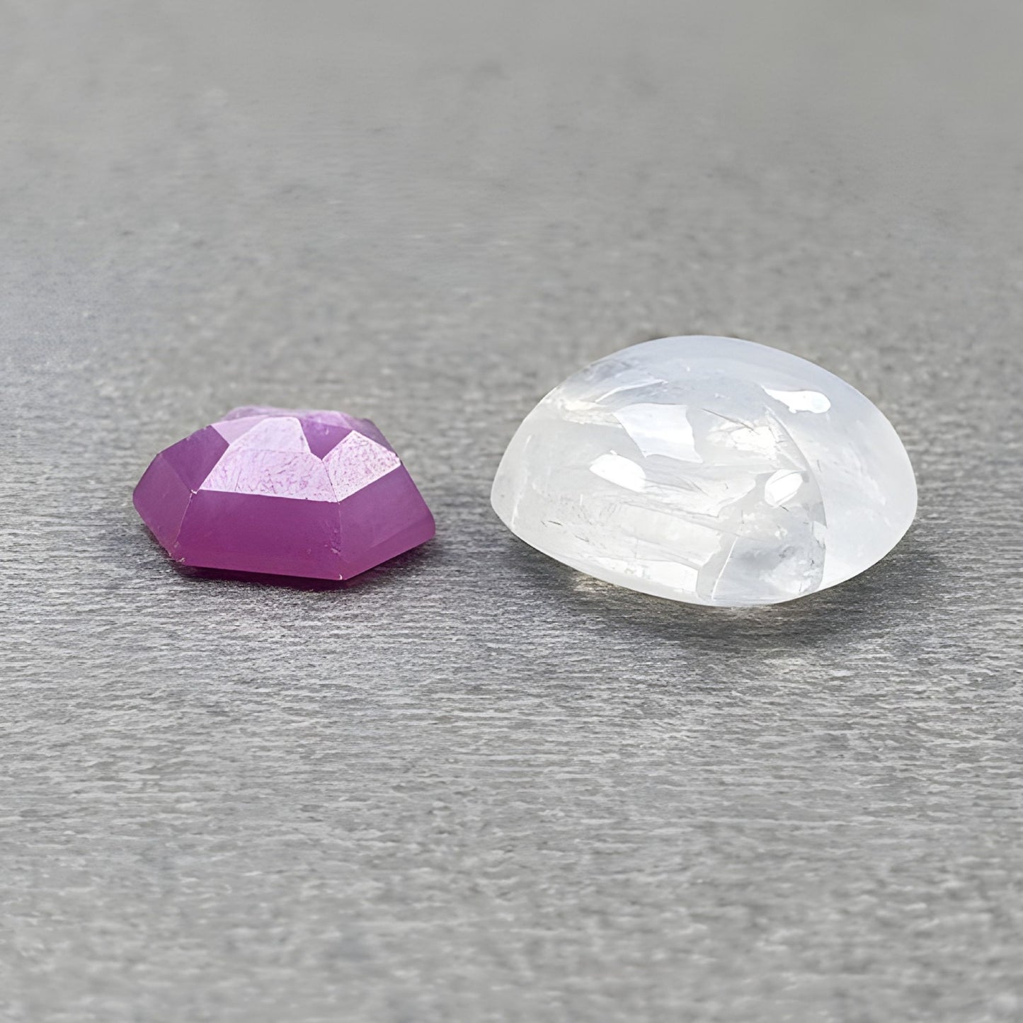 8.35cts Rainbow Moonstone, Sapphire Gemstone Natural Untreated Cabochon & Step cut Cushion Shape