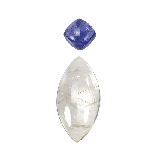 Rutile Quartz, Tanzanite Marquise Shape Cabochon